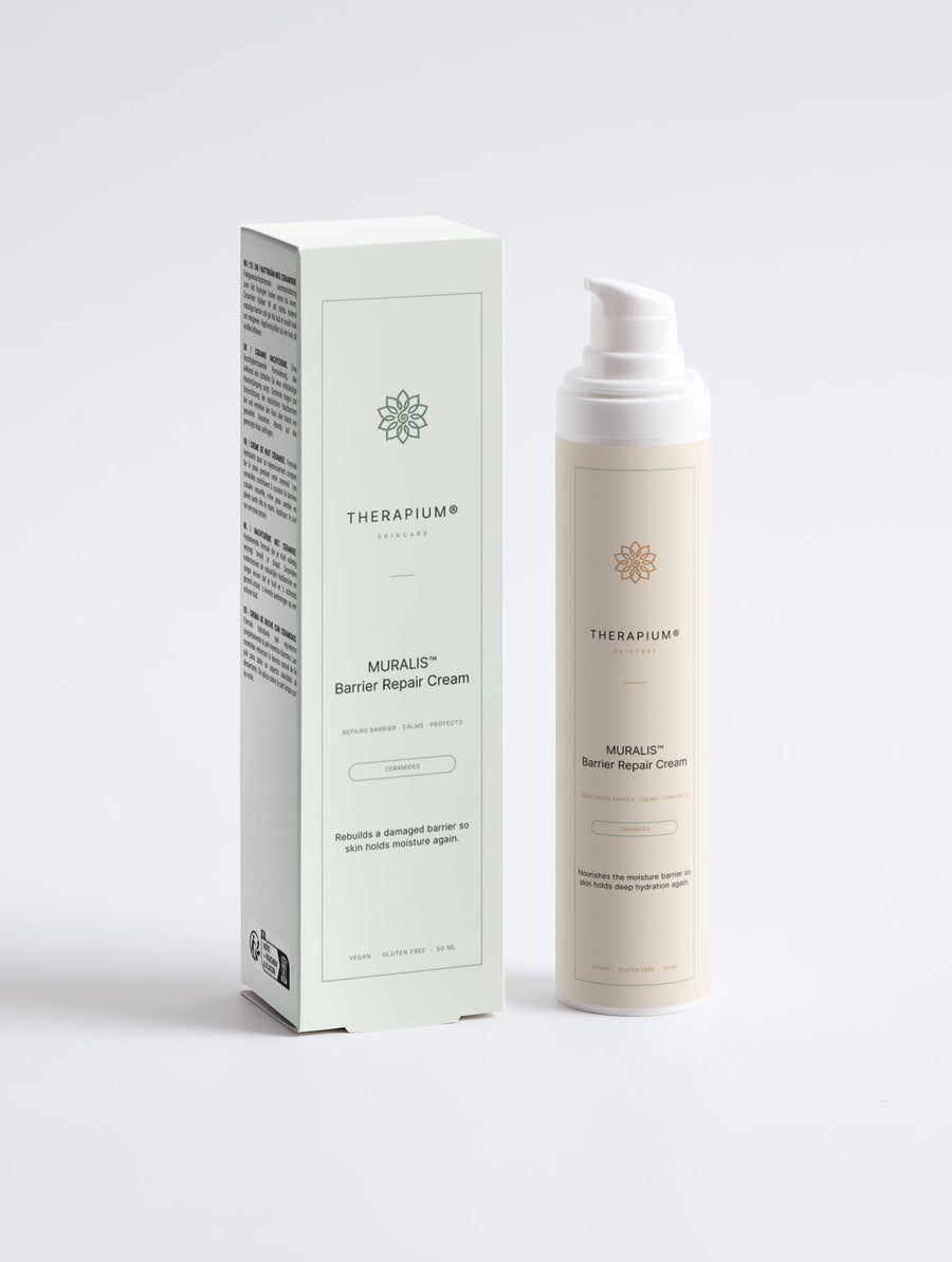 Therapium MURALIS™ Ceramide Barrier Cream luxury studio packshot in cream and copper