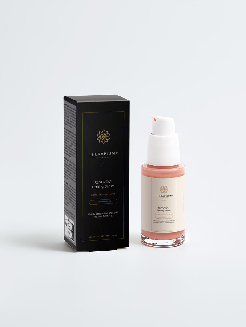 Therapium RENOVÉA™ Firming Serum luxury studio packshot in cream and copper