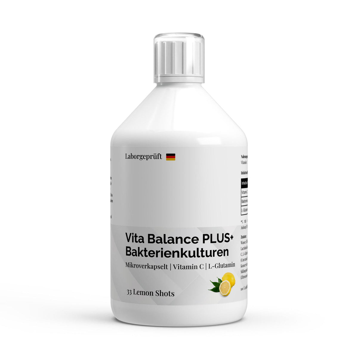 Therapium Vita Balance PLUS+ Bacterial Cultures Lemon Shots, 500 ml bottle