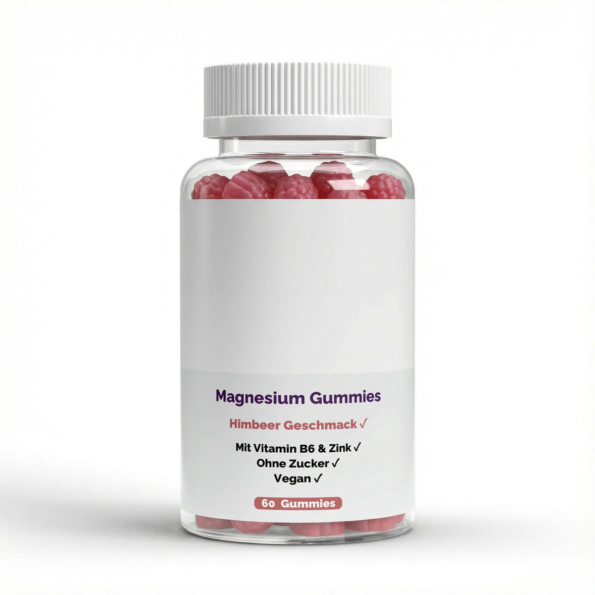 Therapium Magnesium, Zinc and B6 Gummies, a jar of 60 raspberry gummies