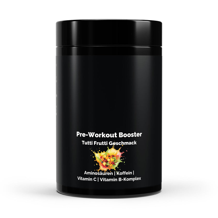 Therapium Pre-Workout Booster Tutti Frutti, a 520 g tin of powder