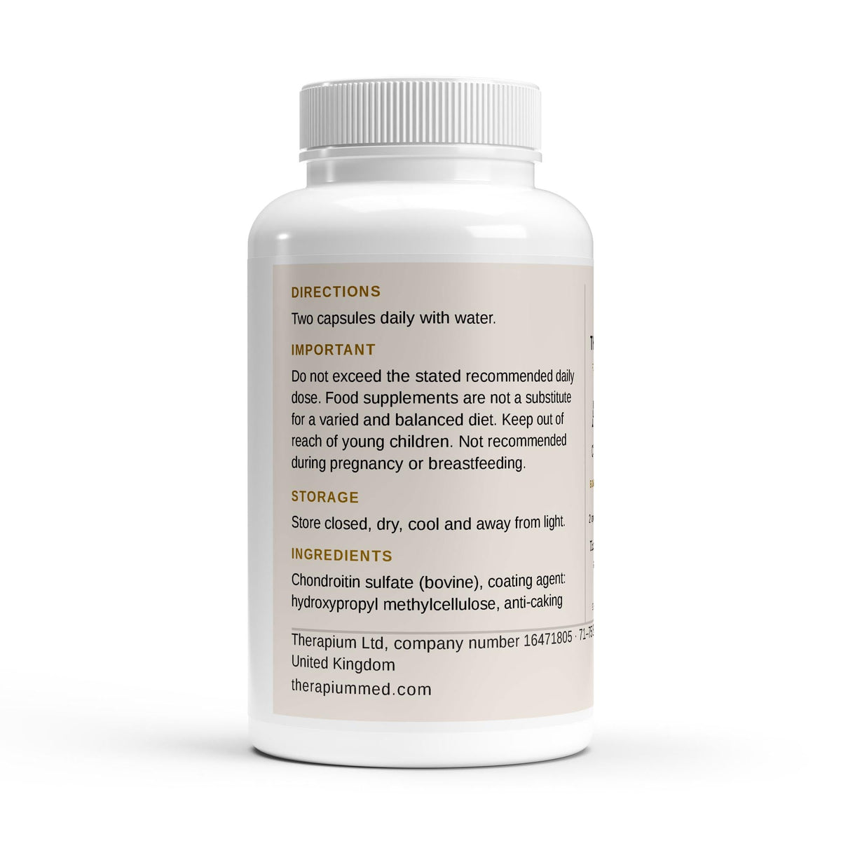 Therapium chondroitin 500 mg 90 capsules — back panel