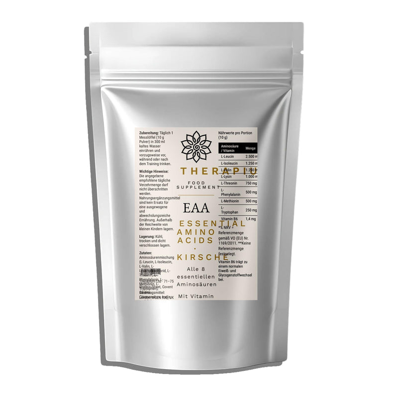 The label with the per-scoop amino acid table and the ingredient list