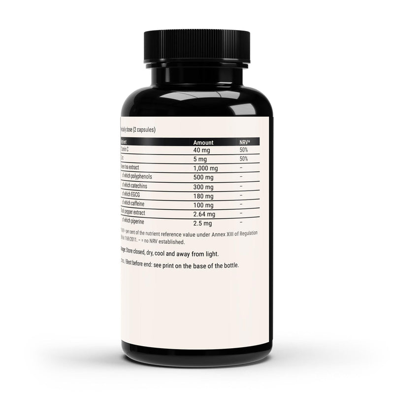 The label with the daily-dose table and the ingredient list