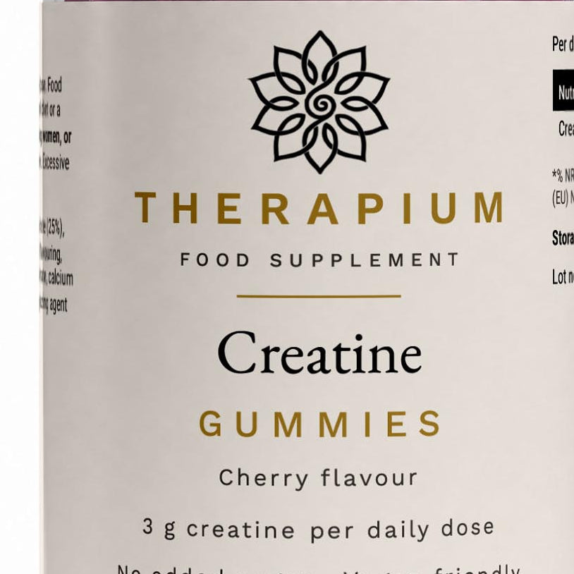 Therapium Creatine Gummies Cherry — close-up of the front label