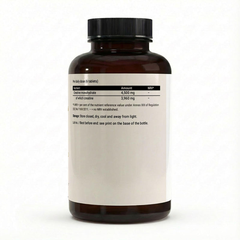The label with the daily-dose table and the ingredient list