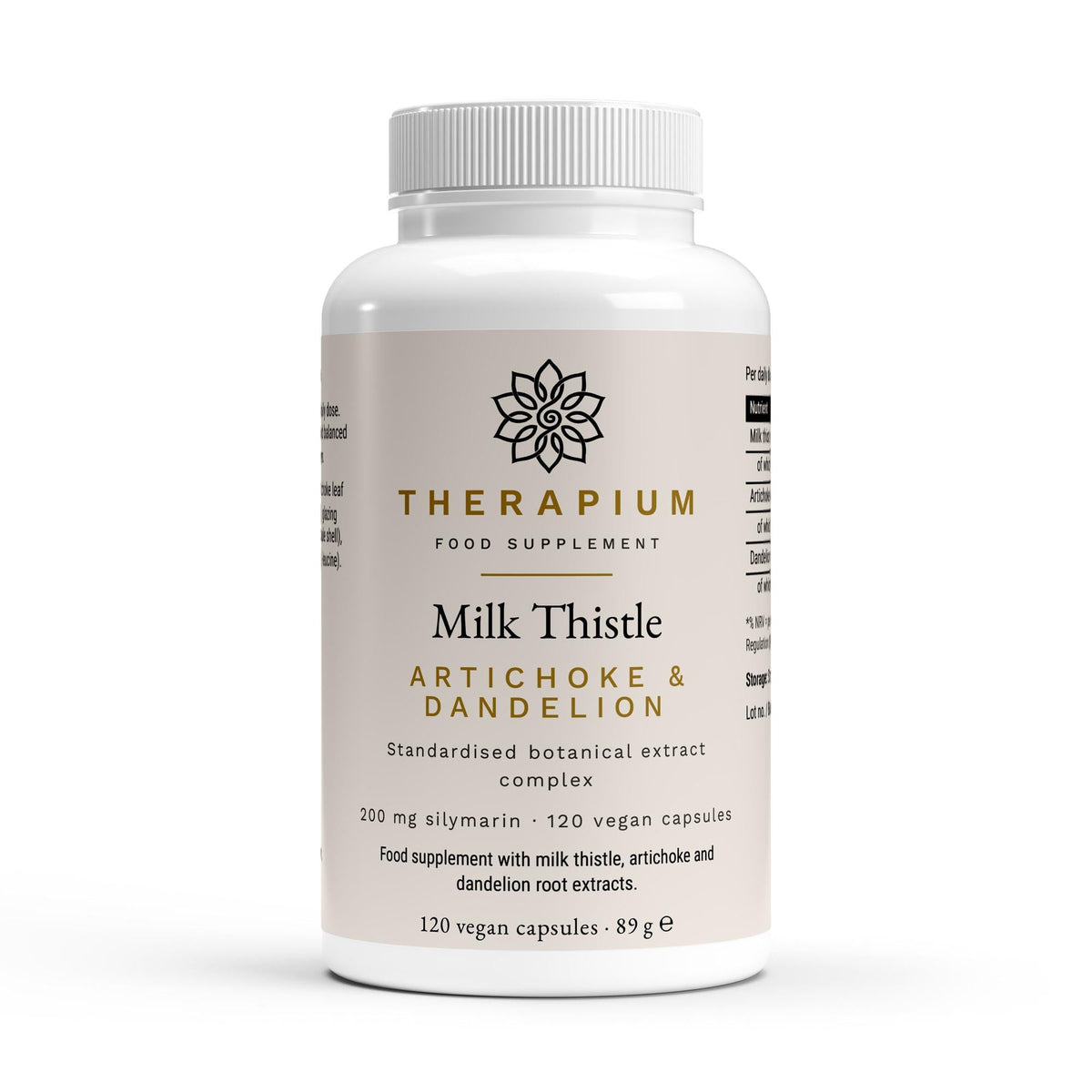 Therapium SILVARIS Milk Thistle Artichoke Dandelion — bottle, studio front