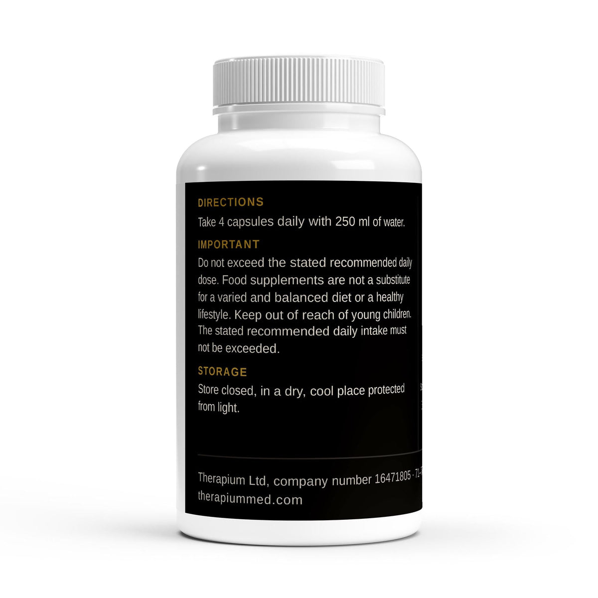 Therapium sodium bicarbonate 120 capsules — back panel