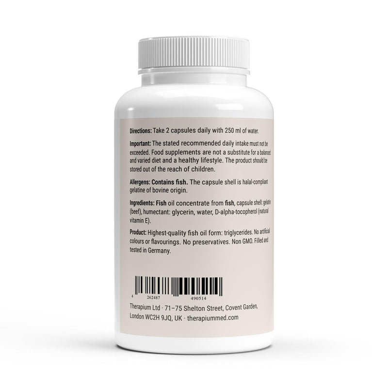 The label with the omega-3 table and the ingredient list