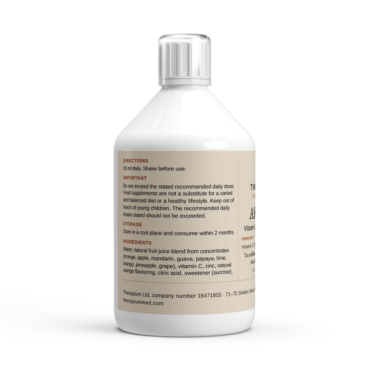 The bottle in use, 10 ml shot poured
