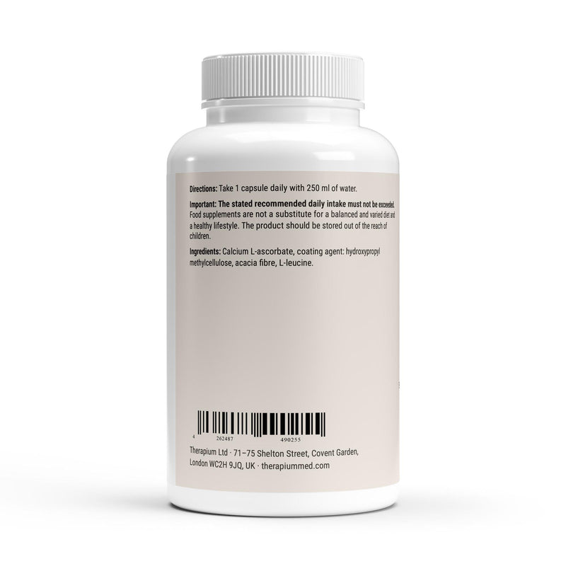 The label with the vitamin C line and the ingredient list