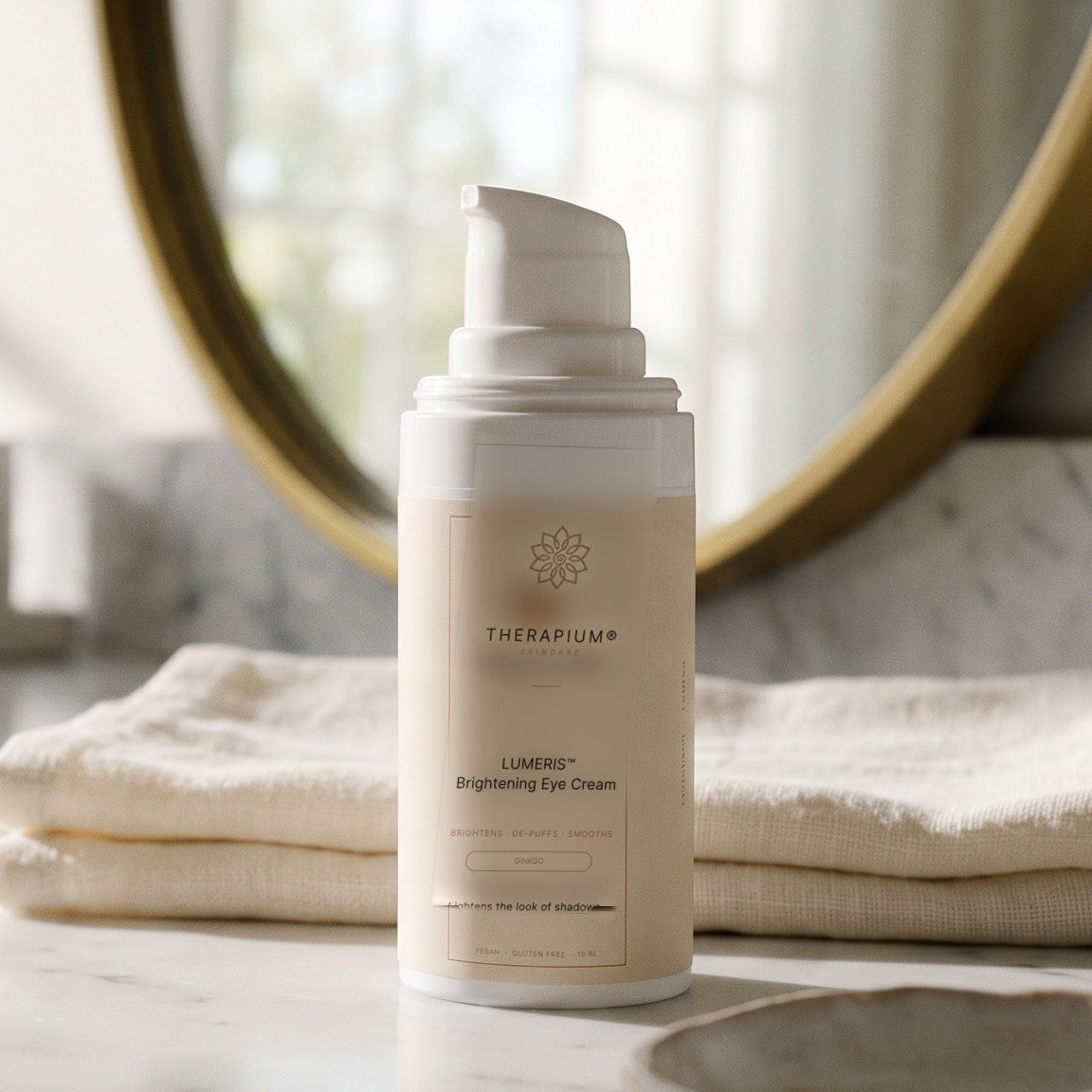 Therapium LUMERIS™ Brightening Eye Cream, styled scene