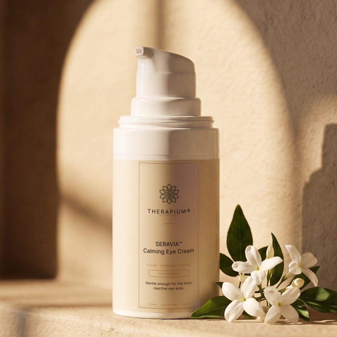 Therapium SERAVIA™ Calming Eye Cream, styled scene
