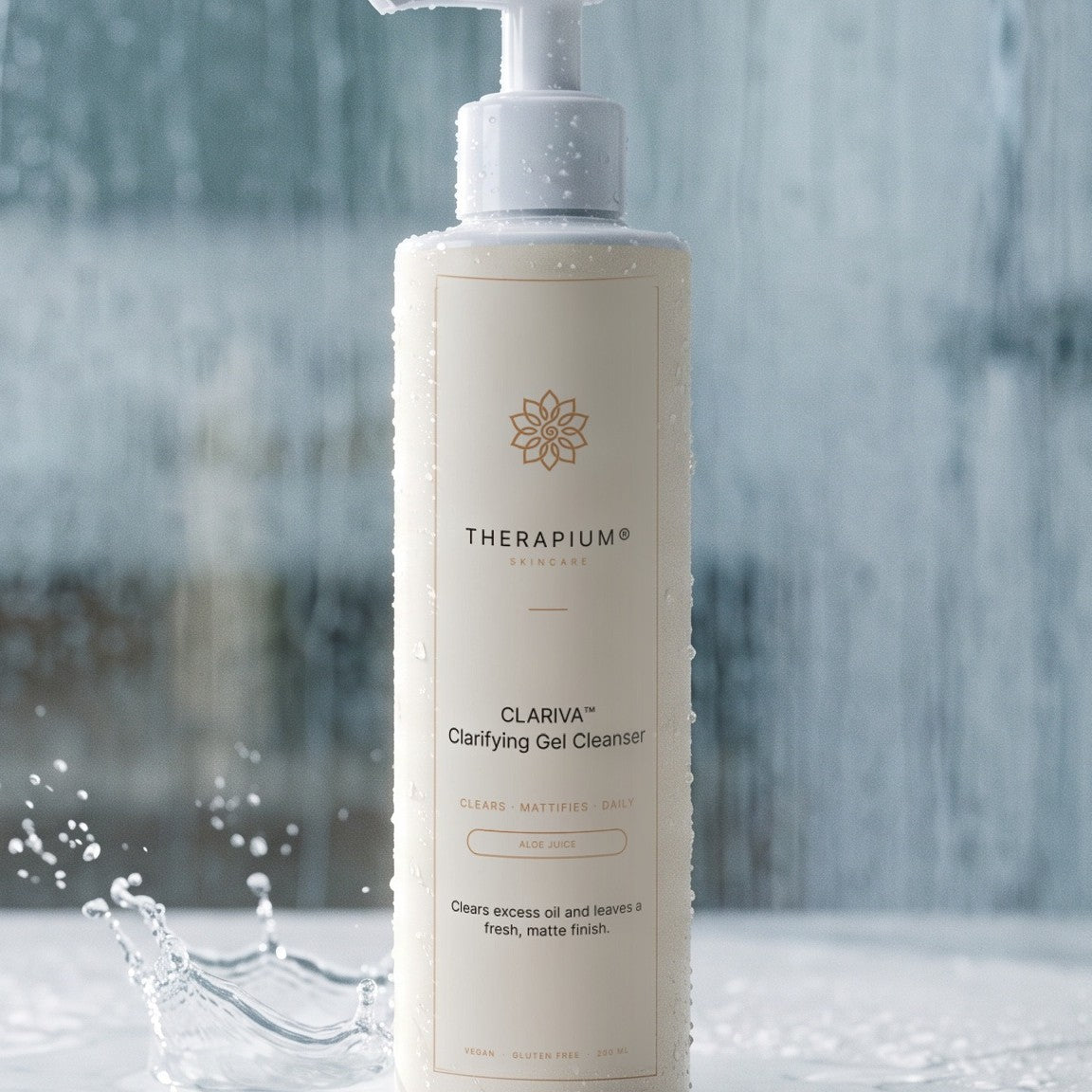 Therapium CLARIVA™ Clarifying Gel Cleanser, styled scene