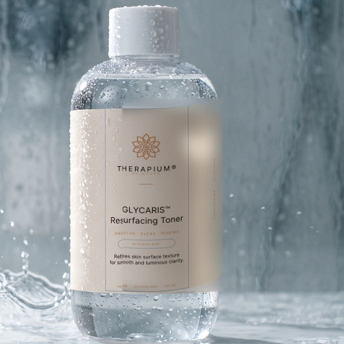 Therapium GLYCARIS™ Resurfacing Toner, styled scene