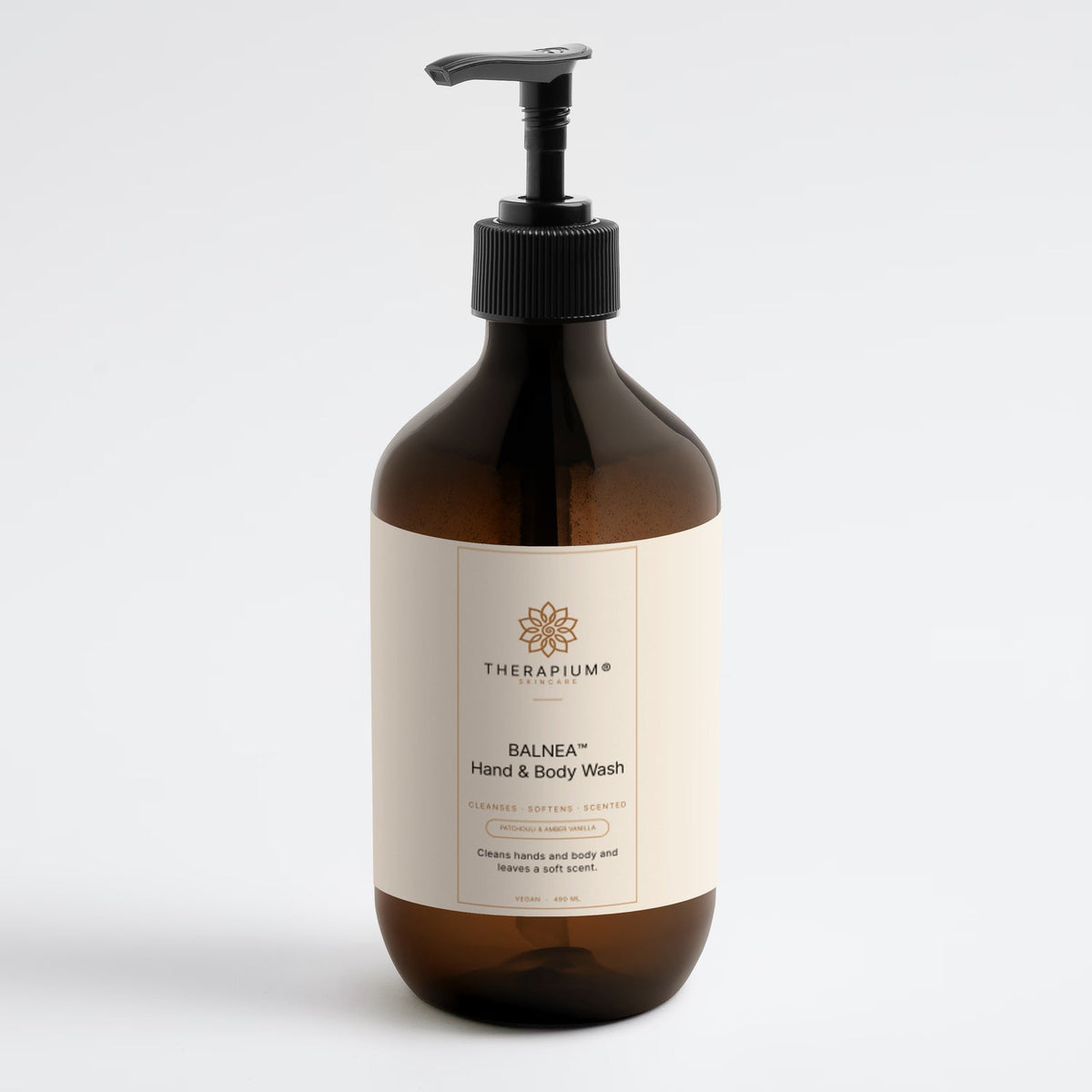 Therapium BALNEA™ Hand & Body Wash — Patchouli & Amber Vanilla, studio photo