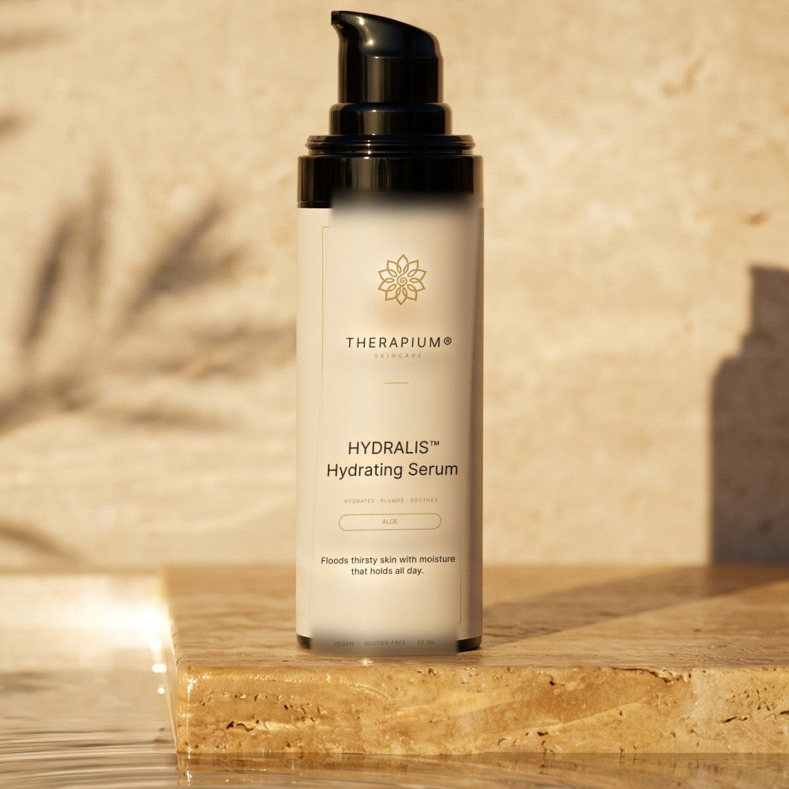 Therapium HYDRALIS™ Hydrating Serum, styled scene