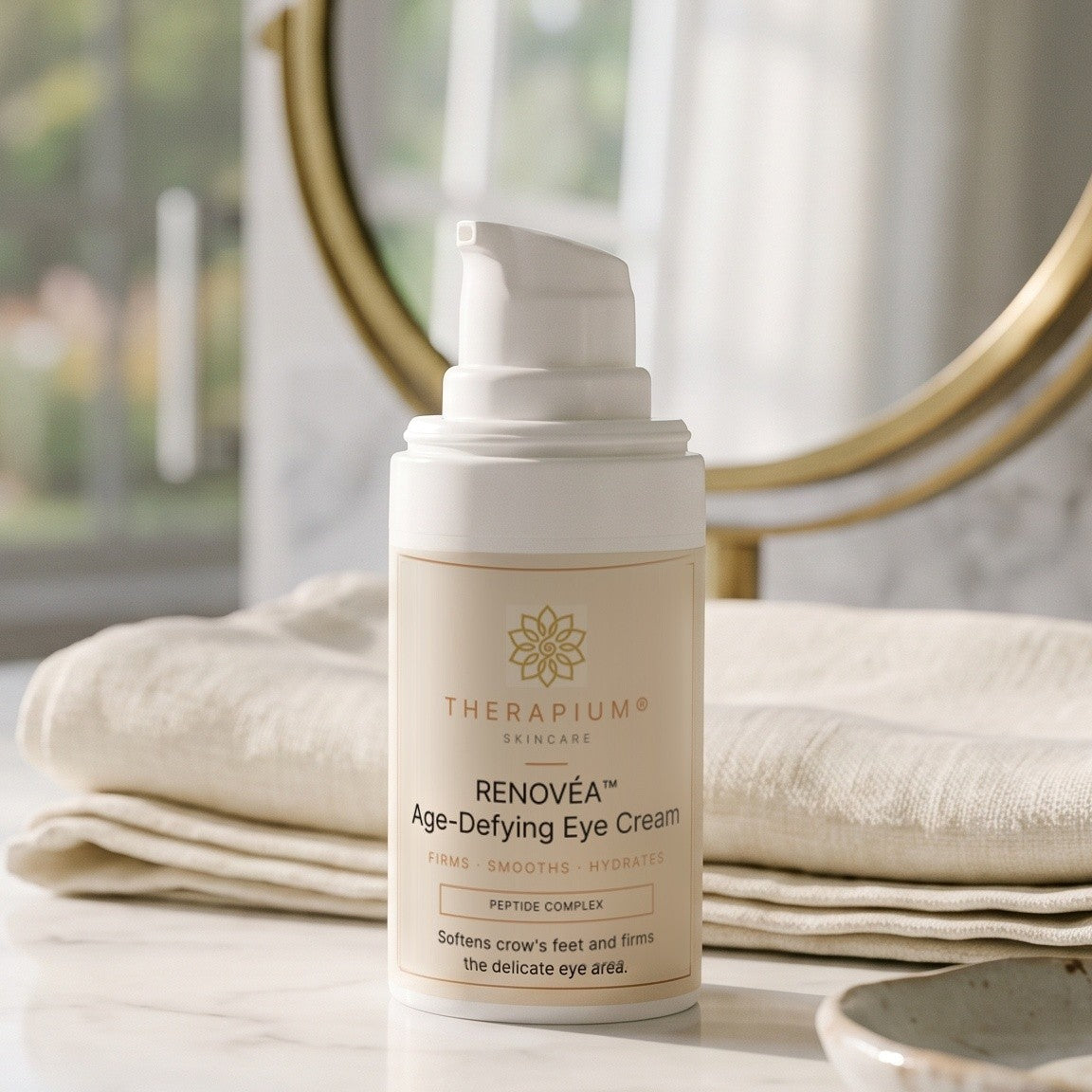 Therapium RENOVÉA™ Age-Defying Eye Cream, styled scene