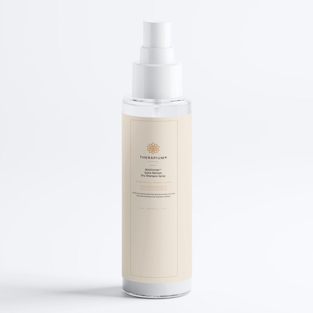 Therapium ROOTSYNC™ Quick Refresh Dry Shampoo Spray, close-up of the pack