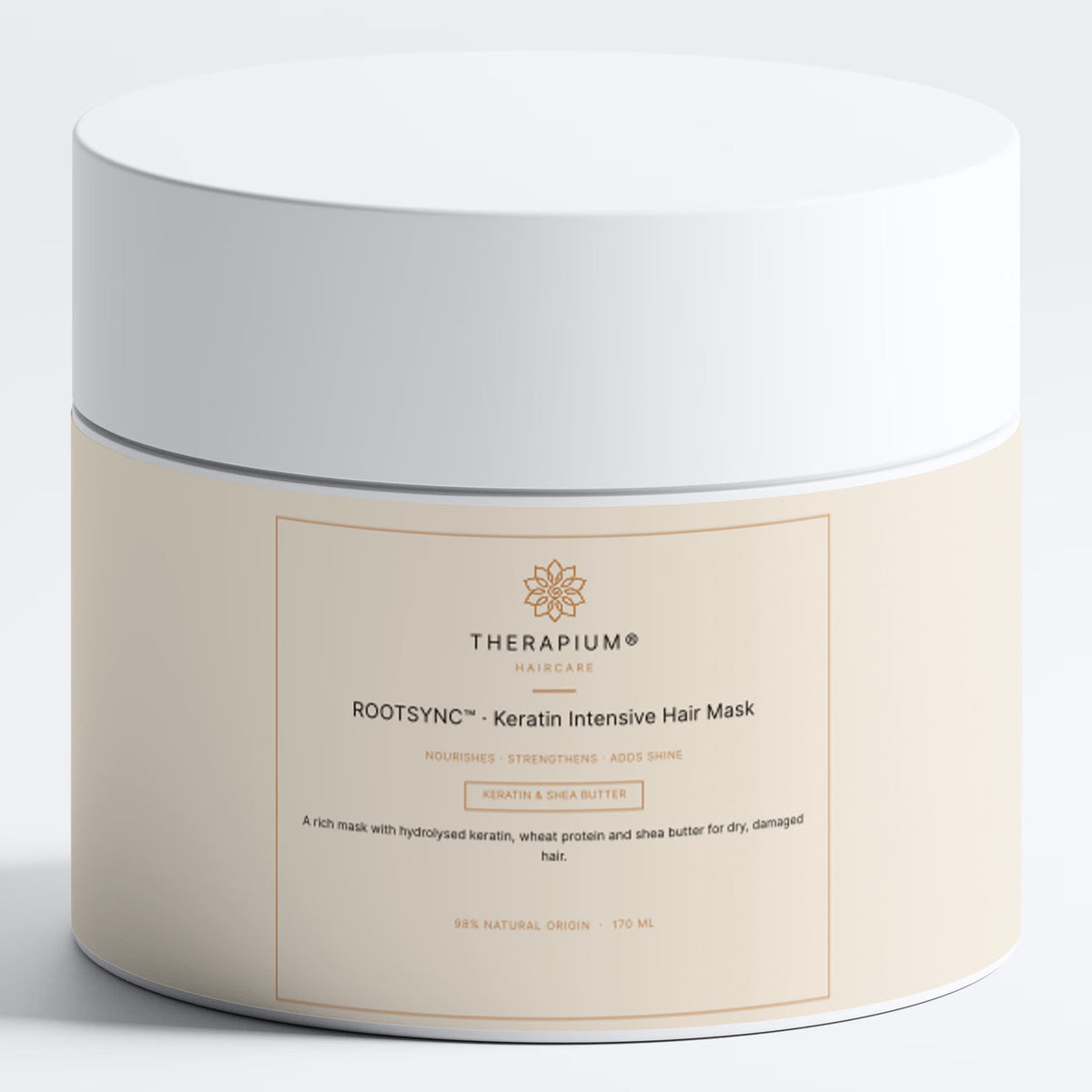 Therapium ROOTSYNC™ Keratin Intensive Hair Mask, close-up of the pack