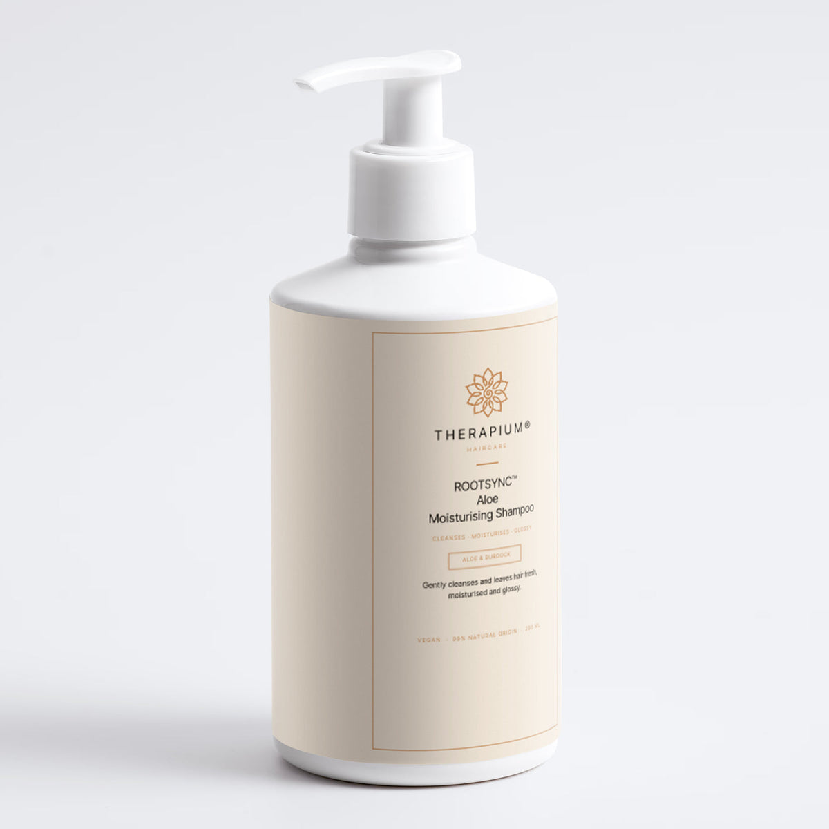Therapium ROOTSYNC™ Aloe Moisturising Shampoo, close-up of the pack