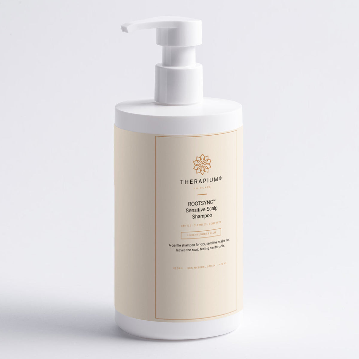 Therapium ROOTSYNC™ Sensitive Scalp Shampoo, close-up of the pack