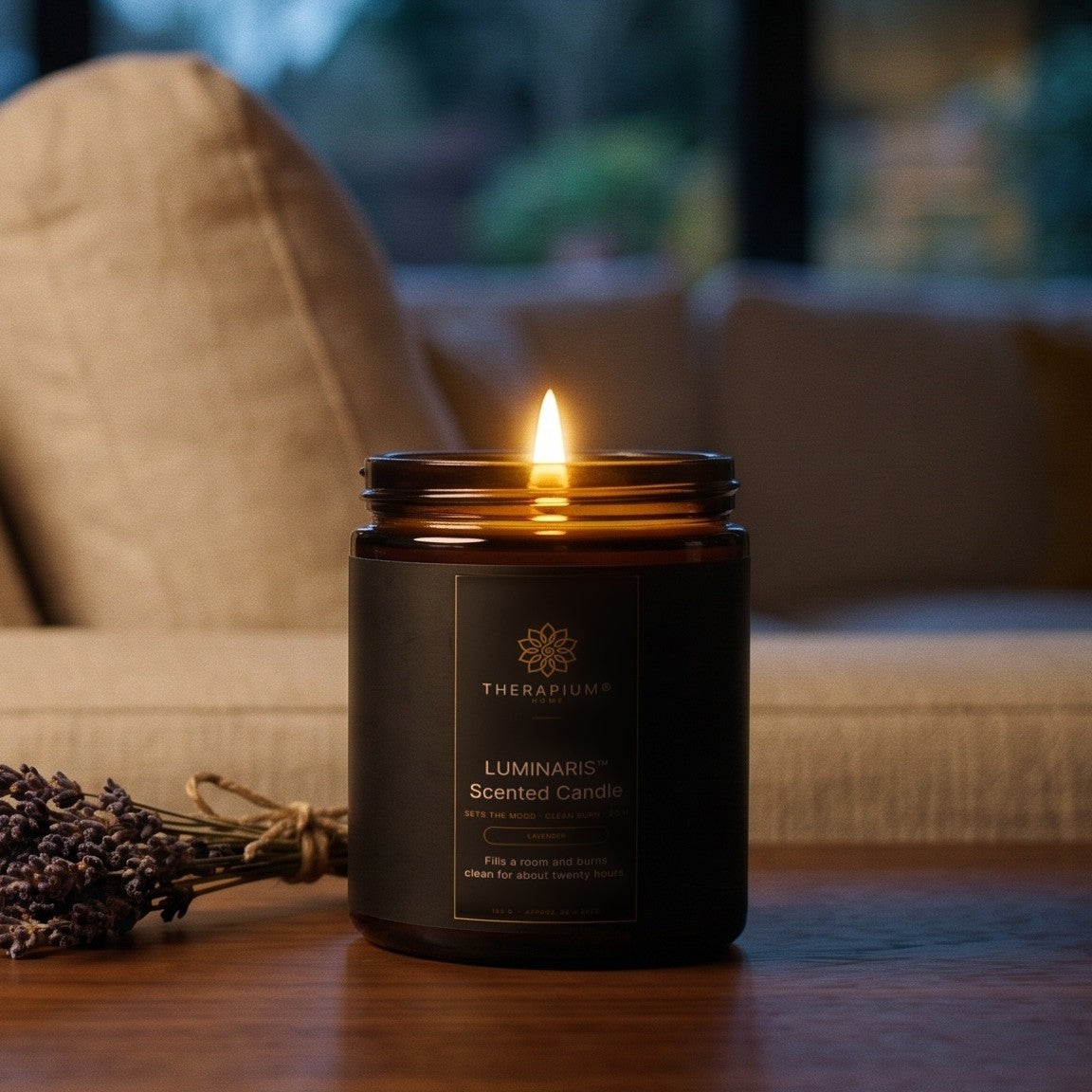 Therapium LUMINARIS™ Scented Candle — Lavender, styled scene