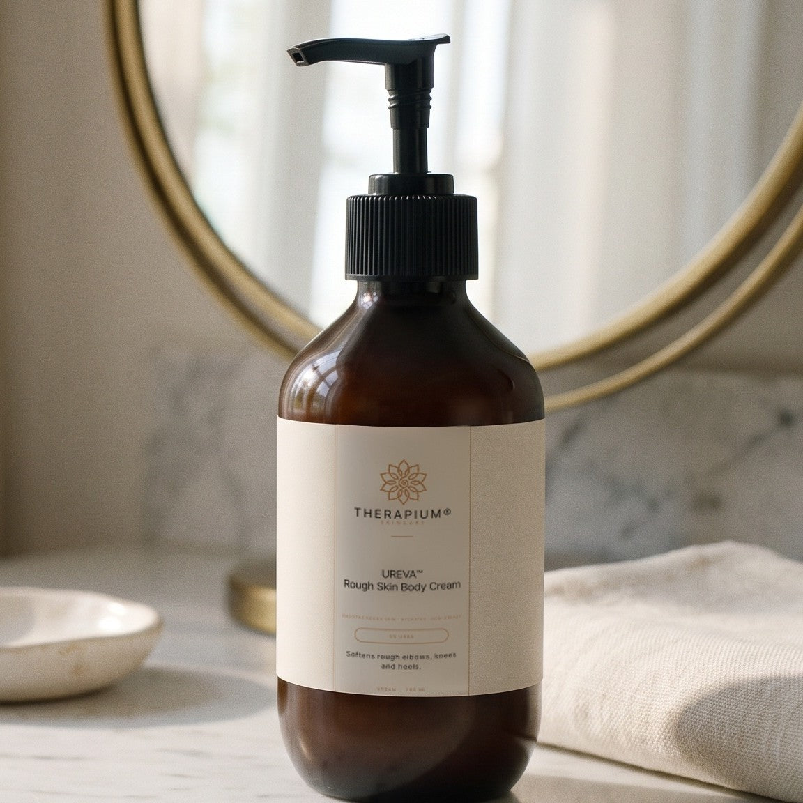 Therapium UREVA™ Rough Skin Body Cream, styled scene