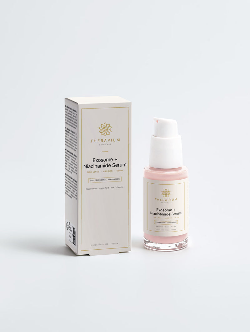 Therapium Exosome & Niacinamide Serum — 30 ml dropper bottle with the apple exosome and niacinamide formula
