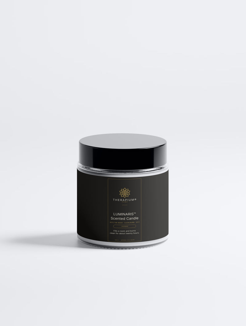 Therapium LUMINARIS™ Scented Candle — Lavender, shown upright against a plain studio background