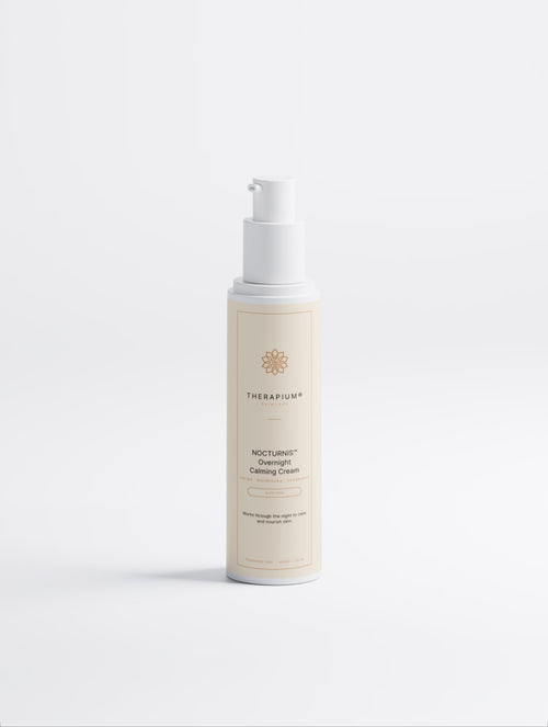 Therapium NOCTURNIS Overnight Calming Cream next to its carton, front view on a plain studio background