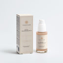 Therapium SOLVEIL™ Tinted Sunscreen SPF 30 pump bottle next to its carton, front view on a plain studio background