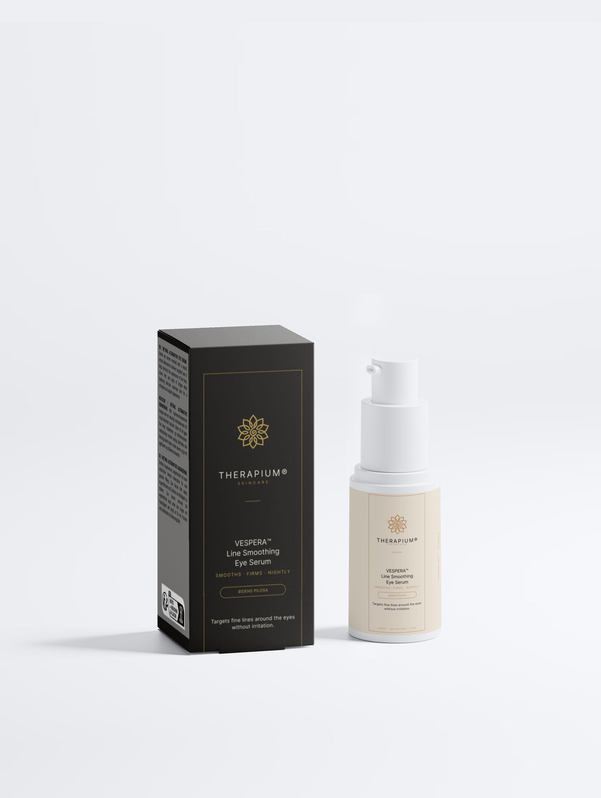 Therapium VESPERA™ Line Smoothing Eye Serum luxury front packshot in cream and copper