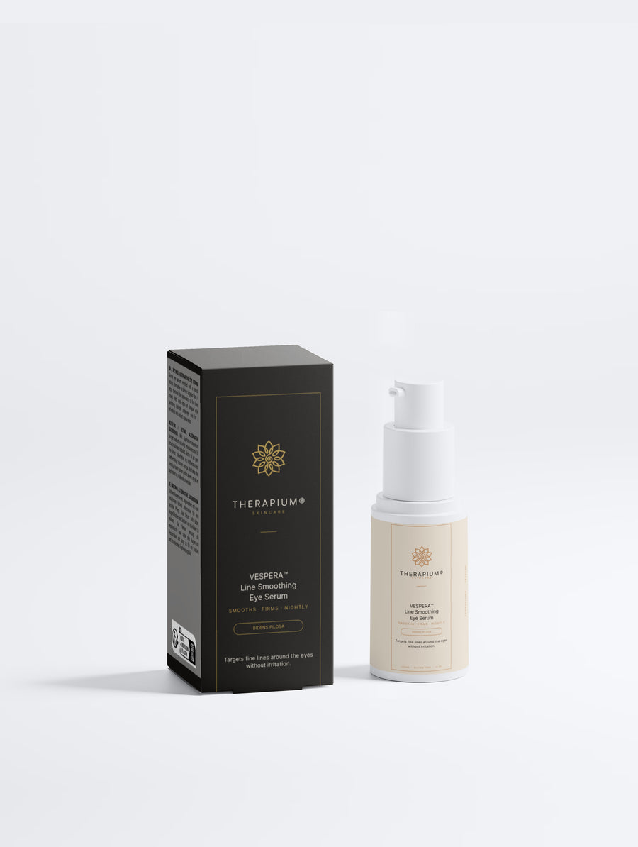 Therapium VESPERA™ Line Smoothing Eye Serum luxury front packshot in cream and copper