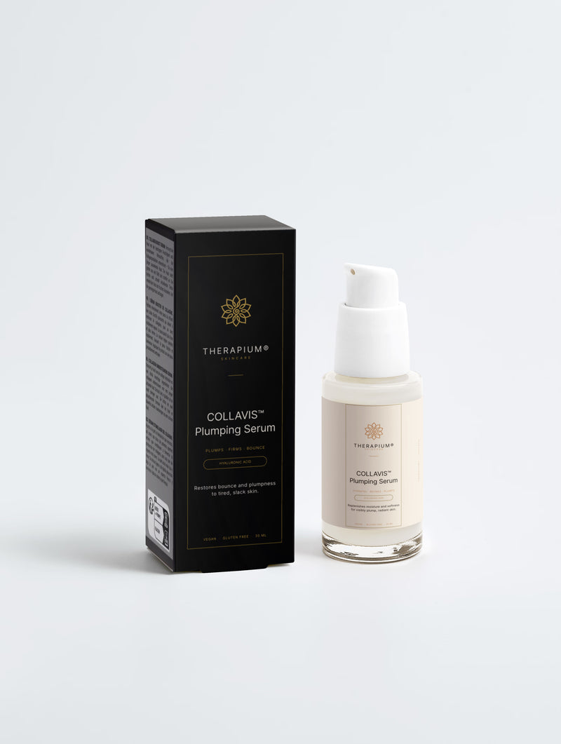 Therapium COLLAVIS™ Plumping Serum luxury studio packshot in cream and copper