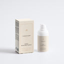 Therapium PURIVA™ blemish spot serum, 15 ml airless pump bottle next to its carton, front view on a plain studio background