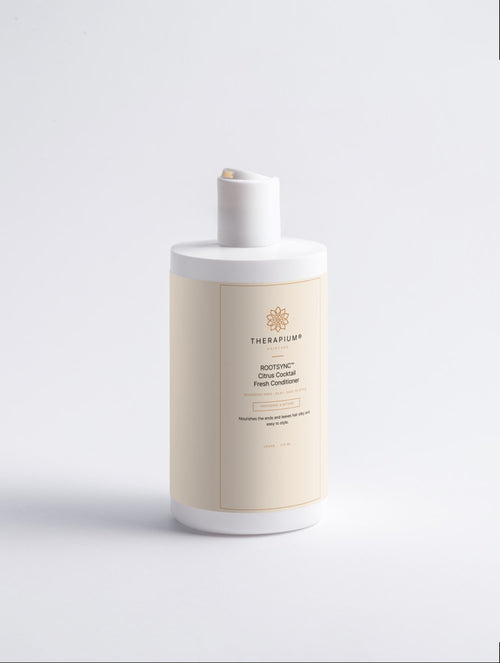 Therapium ROOTSYNC™ Citrus Cocktail Fresh Conditioner, 370 ml white bottle with cream and copper label, front view