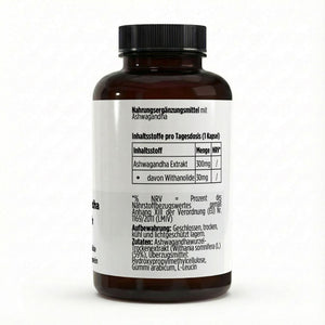 Therapium Ashwagandha, a jar of 90 vegan capsules with root extract at 10% withanolides