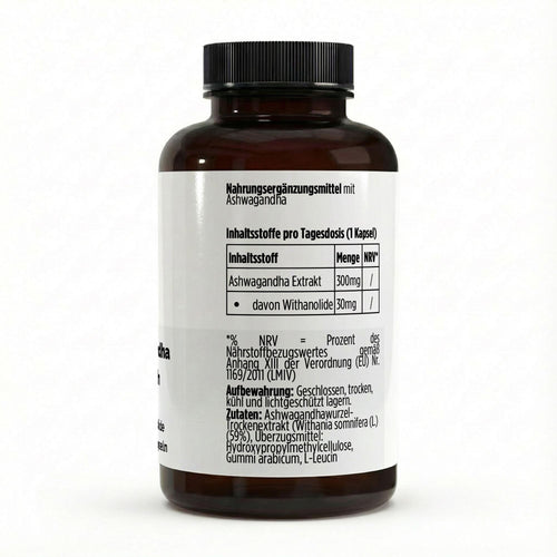 Therapium Ashwagandha, a jar of 90 vegan capsules with root extract at 10% withanolides