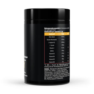 Therapium Pre-Workout Booster Orange, a 520 g tin of powder