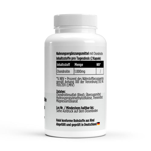 Chondroitin 500 mg — label with nutrition information