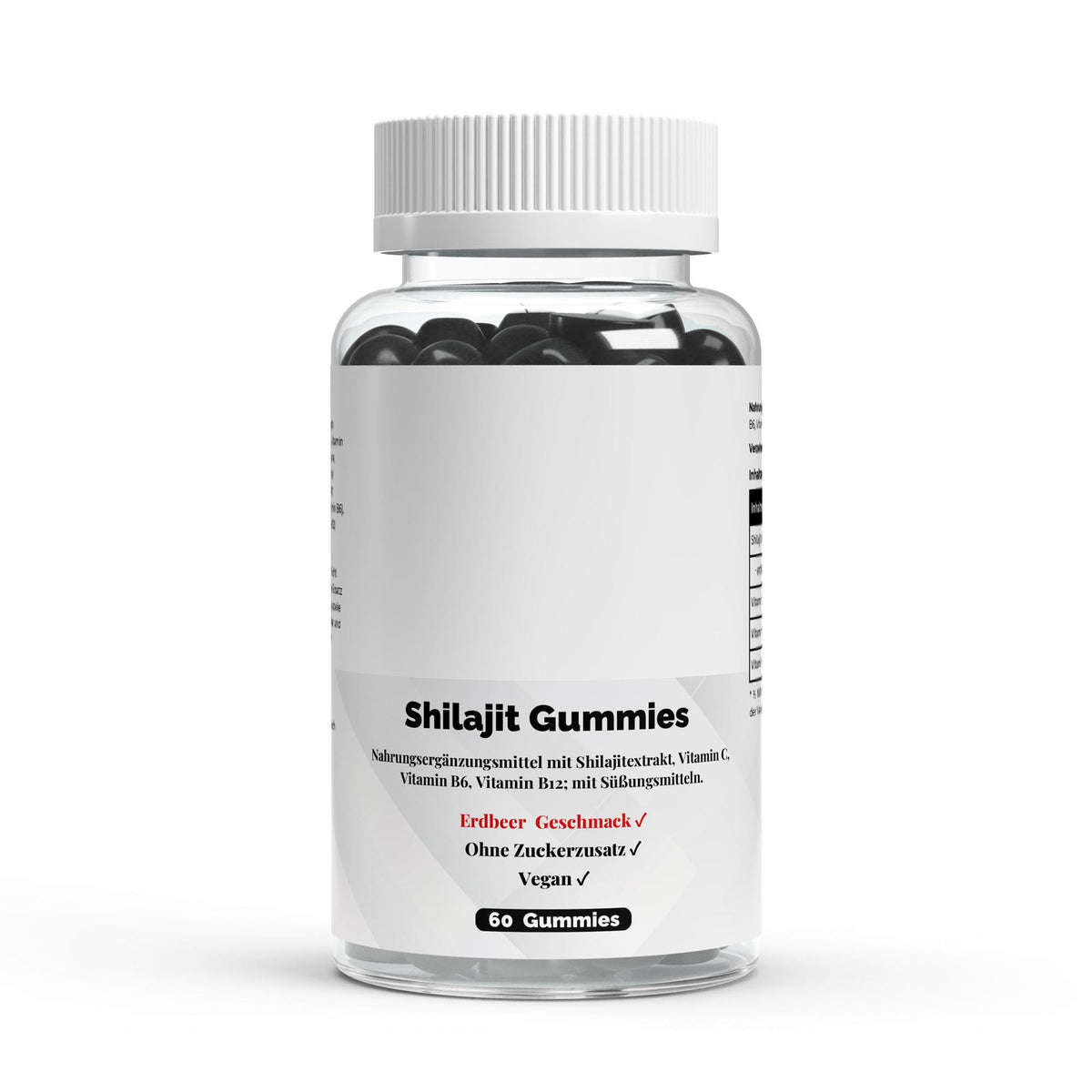 Therapium Shilajit Gummies, a jar of 60 gummies with shilajit extract at 20% fulvic acid