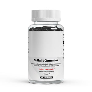 Therapium Shilajit Gummies, a jar of 60 gummies with shilajit extract at 20% fulvic acid