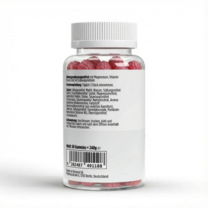 Therapium Magnesium, Zinc and B6 Gummies, a jar of 60 raspberry gummies