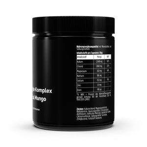 Therapium Electrolyte Powder Tropical Mango, a 300 g tin with potassium, magnesium and Celtic sea salt