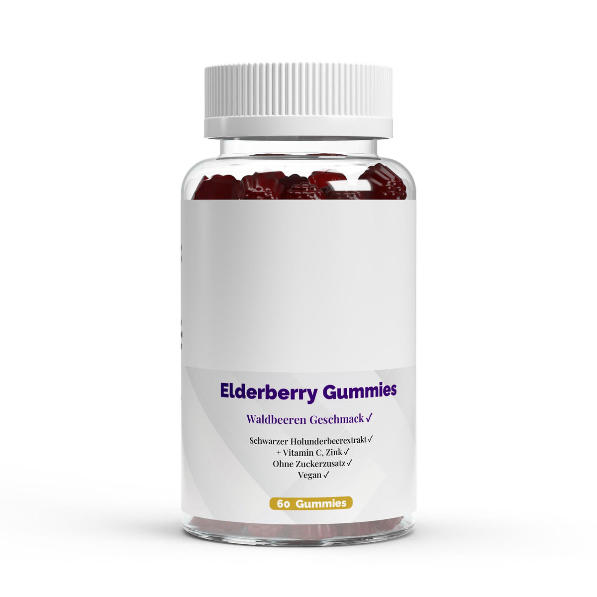 Therapium Elderberry Gummies, a jar of 60 gummies with black elderberry, vitamin C and zinc