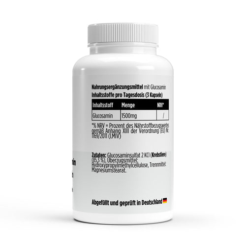 Glucosamine 500 mg — label with nutrition information