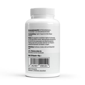 Therapium Milk Thistle, Artichoke and Dandelion Complex, a jar of 120 vegan capsules