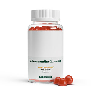 Therapium Ashwagandha Gummies, a jar of 60 mango gummies with ashwagandha and vitamin B6