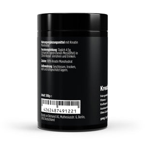 Therapium Creatine Monohydrate Flavourless, a 500 g tin of pure creatine powder